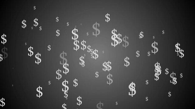 Dollar signs scattered and falling gradient background animation