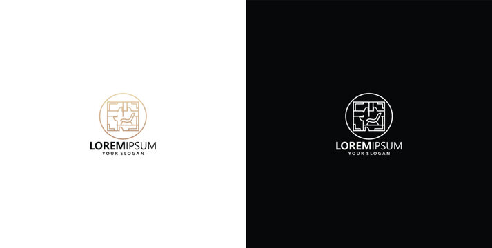 Abstract geometric circle logo design template with minimalist line art pattern for premium corporate identity