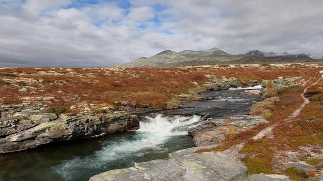 Autumn landscape, fells, Store Ula river, Rondane National Park, Norway