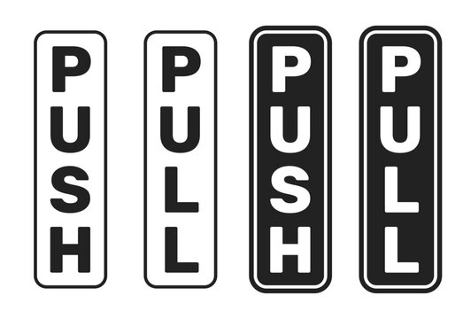Push and Pull Door Signboard Vector Set for Shop and Office Entrance