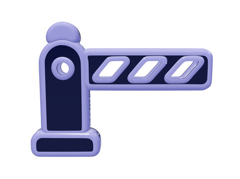 Isolated 3d rendered purple and dark blue parking lot security barrier gate icon transparent background