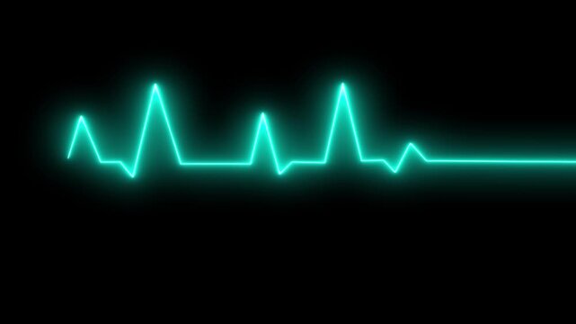 Neon Medical Pulse Line Animation with Realistic ECG Monitoring Effect
