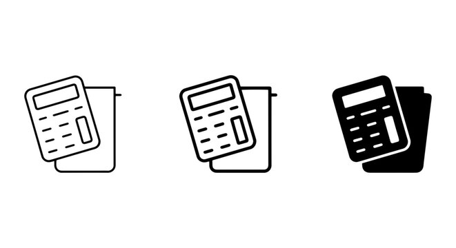 Calculator Icons Set, Financial Math Symbols, Accounting Tools, Business Data Analysis Vector Graphics