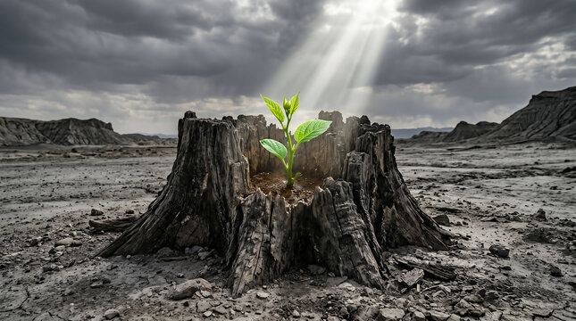 Isaiah 11, The Root of Jesse. A vibrant, green, living shoot miraculously growing directly out of a dead, dry tree stump