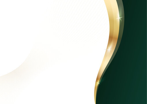 luxury green and gold wave on white background for premium business background layout
