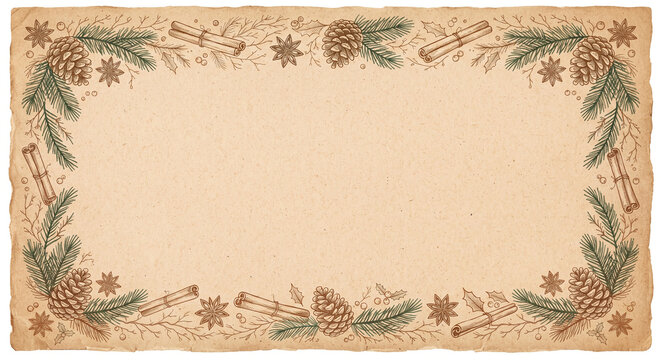 Danish Hygge Hand-Drawn Cozy Winter Pinecone Background