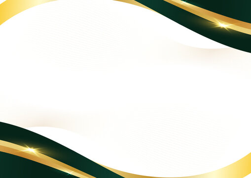 luxury emerald and gold curve on white background for premium corporate background layout