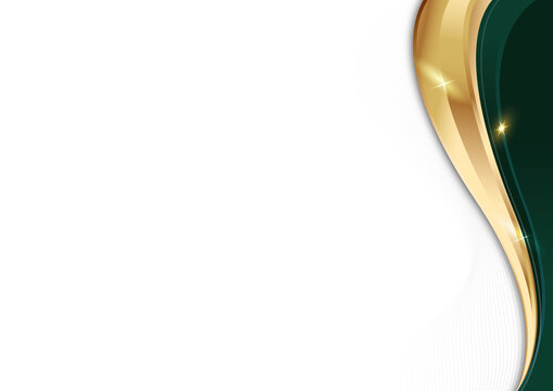 abstract green and gold wave on white background for modern corporate background design