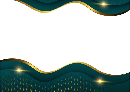 elegant dark green and gold curve on white background for premium corporate background layout