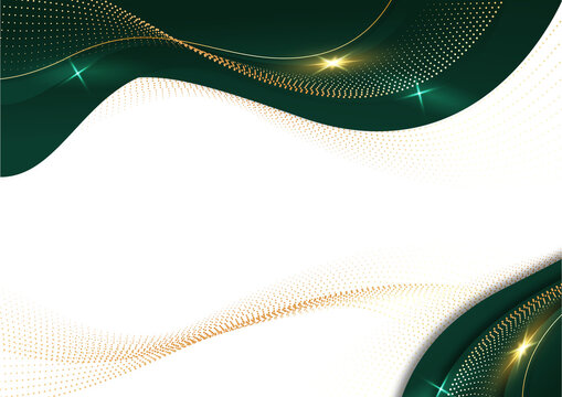 abstract emerald and gold wave on white background for modern corporate background template