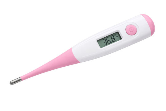 Digital Medical Thermometer With Temperature Display Isolated on White Background