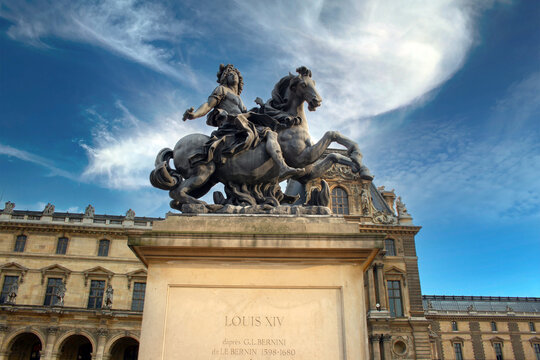 Louis XIV Equestrian Statue at the Louvre Museum in Paris