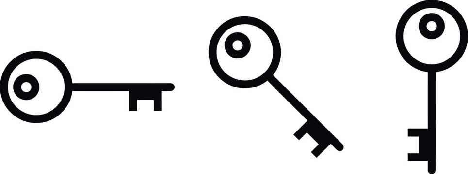Minimalist line art keys with numbered tags for organizational or branding design
