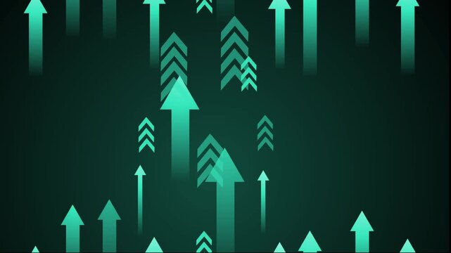 Abstract arrows pointing upward on dark gradient background, symbolizing growth and progress animation
