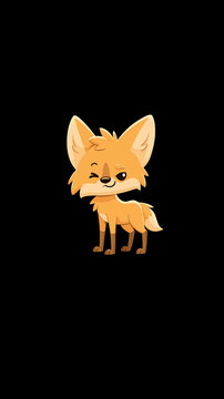A cute cartoon fox stands against a plain black background and winks at the viewer in a friendly and playful manner for a fun digital art design