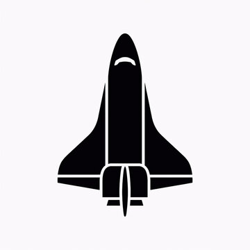 Space shuttle vector icon with clean white background for aerospace branding and educational materials
