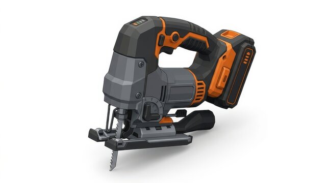 Cordless electric jigsaw power tool isolated on a white background