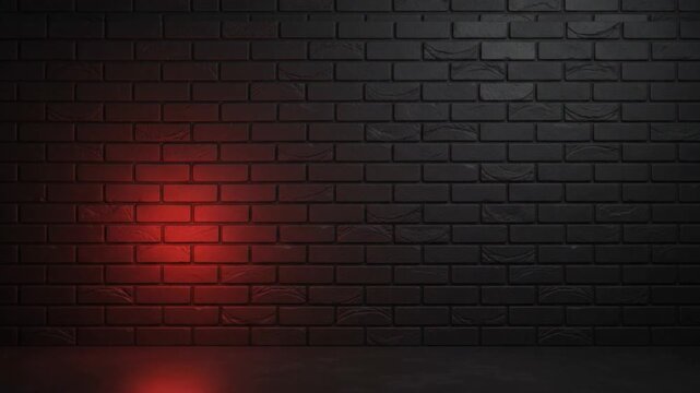 Dark Charcoal Brick Wall with Deep Red Cinematic Glow Background Loop