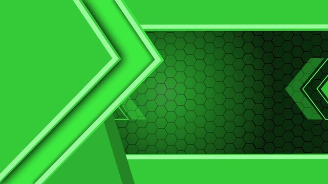 Modern abstract banner with layered chevrons hexagonal panel geometric tech background animation