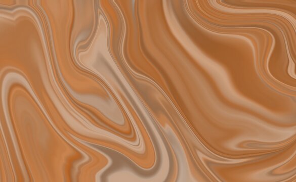 Abstract brown and beige digital illustration background with liquid marble texture and elegant caramel swirl lines