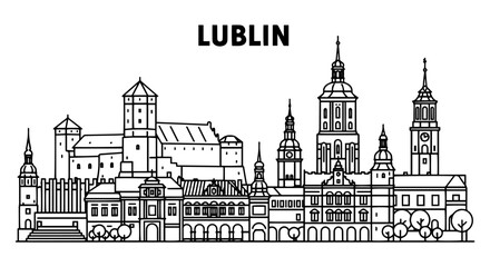 Fototapeta premium Lublin Skyline Illustration Cityscape Vector