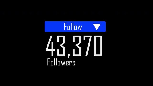 4K Follow Button Followers Counter 77777 Black Background Animation