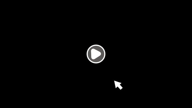 A play button icon at center of screen with animated