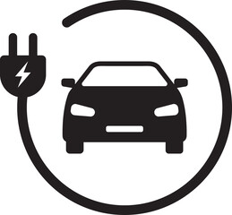 Obraz premium EV electric car with plug icon green energy concept for graphic design, logo, web site, social media, mobile app, ui illustration.