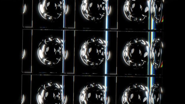 translucent glass dispersion light wave video of glass liquid on black backdrop, 4k seamless looping