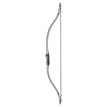 Hand drawn sketch of traditional Yumi longbow.