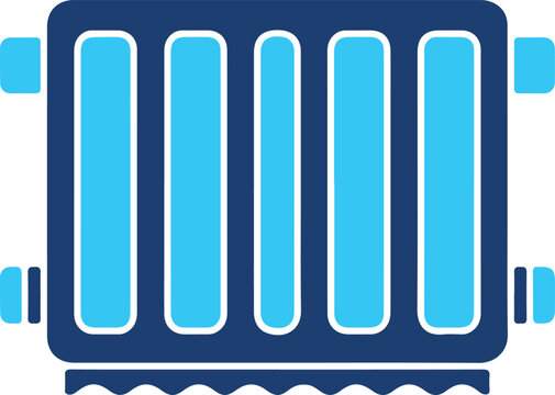 Blue home radiator icon for heating design
