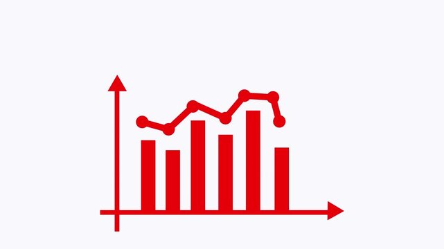 Business graph bar chart with trend line animation