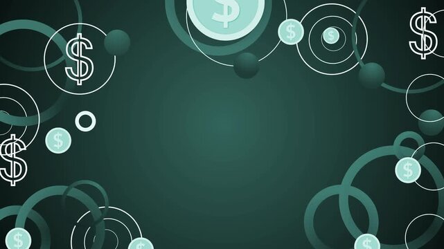 Abstract finance background with dollar symbols animation