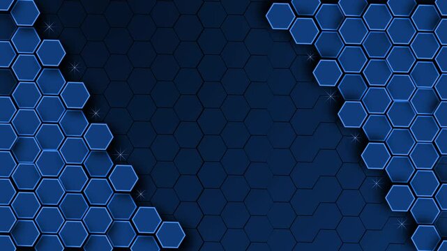Abstract hexagon background with layered honeycomb pattern and dark center animation