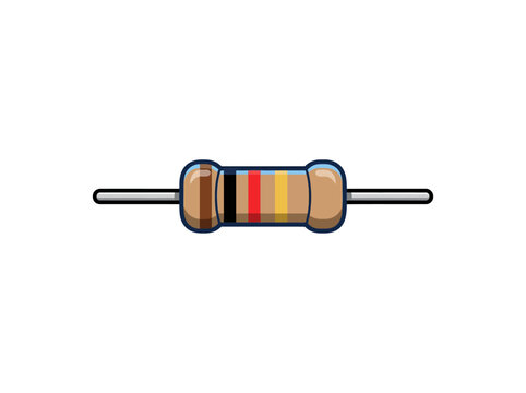 Electrical resistor component with color bands for circuit board hardware and engineering electronic design