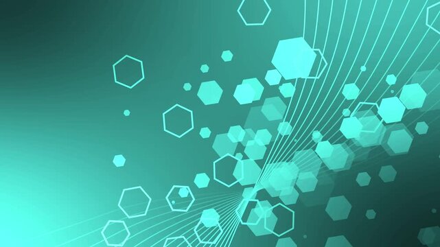 Abstract background hexagons thin flowing lines and scattered shapes modern clean design animation