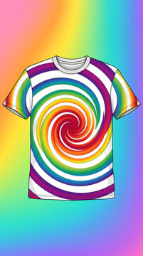 Colorful swirl pattern graphic design tshirt illustration with rainbow stripes