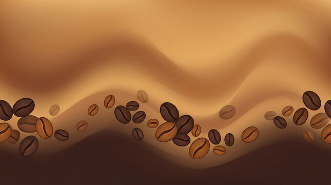 Coffee beans floating in soft gradient transparent background design