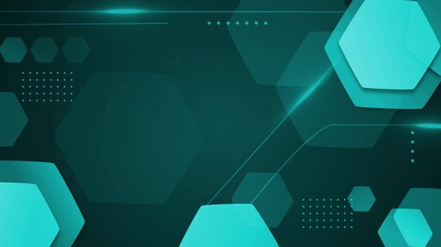 Abstract geometric background with hexagon shapes glowing lines and modern tech style animation