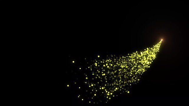 Golden Sparkling Particle Trail &mdash; Glowing Magic Dust Comet Loop (black and green Background pack ), Glowing sparkle Golden Fairy Dust Magic Comet Loop, Glowing Spark Streak, ember trail