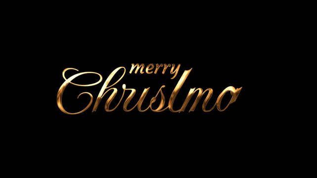 "Merry Christmas" animated text, handwritten style with gold ink drips, 4K graphic video.