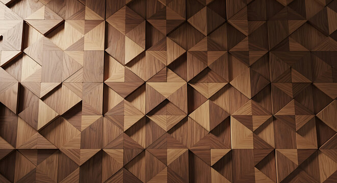 Abstract 3D geometric wooden block pattern texture with light and shadow