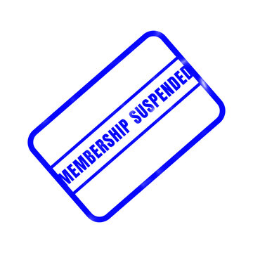 A blue membership suspended stamp illustration shows account restriction and the temporary removal of access privileges for users needing clarification