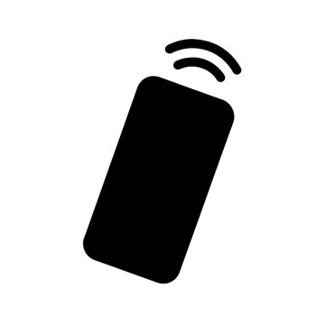 Black smartphone silhouette with wireless signal waves for mobile app connectivity status, smart home remote control interface, or digital communication concept.