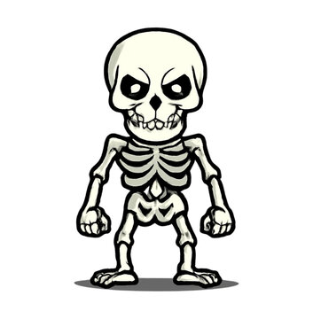 Cute skeleton standing full body pose character vector illustration for Halloween design