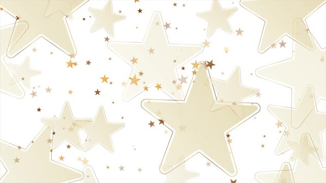 White beige and golden stars abstract background. Soft layered star shapes with subtle grain and elegant festive detail. Seamless loop motion design. Video animation Ultra HD 4K 3840x2160