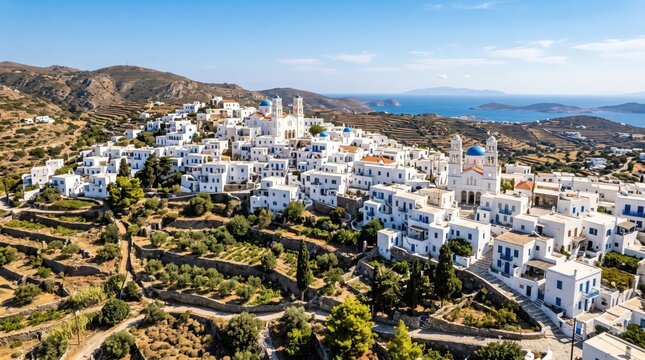 Greece Paros Lefkes Inland Village Landscape