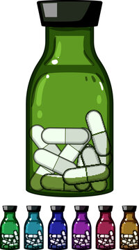 penicillin antibiotic pills cartoon. amoxicillin tetracycline, erythromycin ciprofloxacin, doxycycline azithromycin penicillin antibiotic pills sign colorful illustration