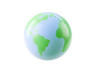 Fototapeta premium Smooth, glossy globe with green land and blue ocean.