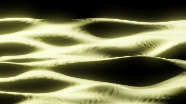 reflective swirls bright color video of bright white and light yellow on black backdrop, 4k seamless looping